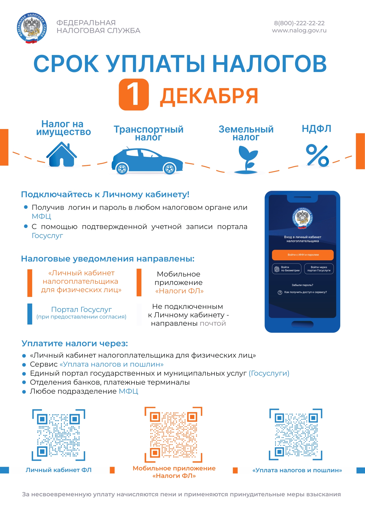 Срок уплаты налогов-1 декабря
